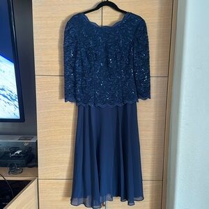 Alex Evenings intricately beaded blue/navy midi dress